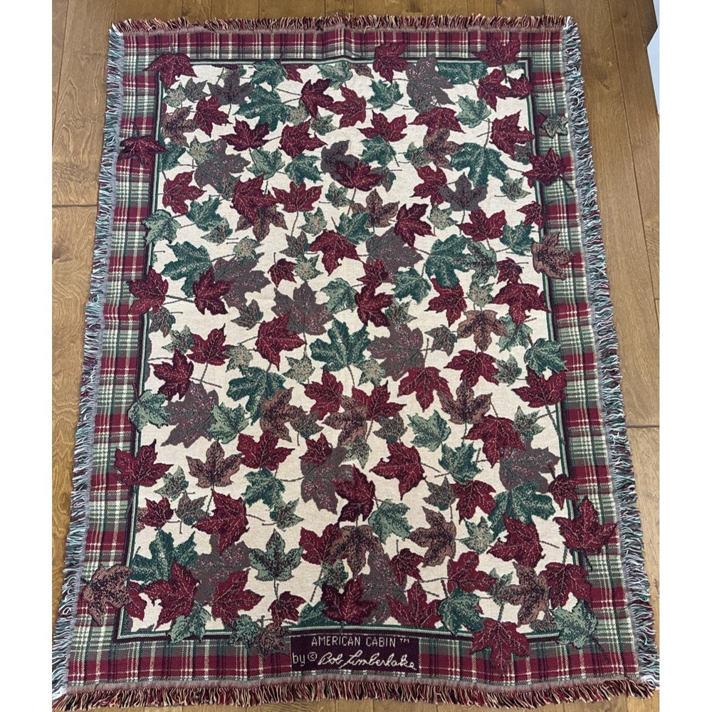 Vintage Bob Timberlake Tapestry Throw Blanket American Cabin Floral 66"x 49"